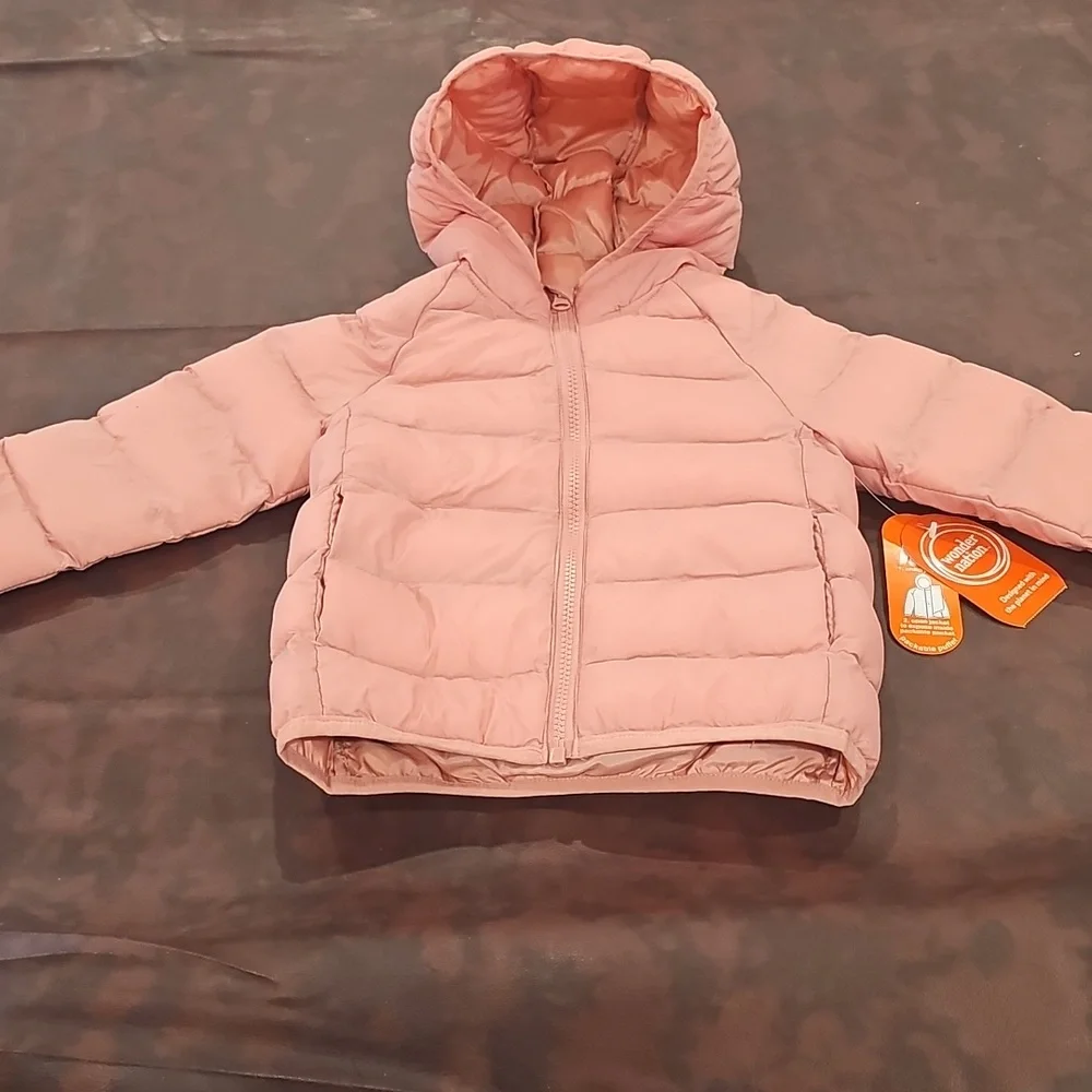 V Toddler Girls Puffer Jacket - Peach 3T NWT